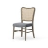 Vera Classical Wooden Dining Chair in Antiqued Grey Finish with Slate Linen Fabric Upholstery, Set of 2 - 2 of 4