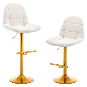 LOVMOR Velvet Swive Bar Stools Set of 2 Adjustable Counter Height Bar Chairs - 1 of 4