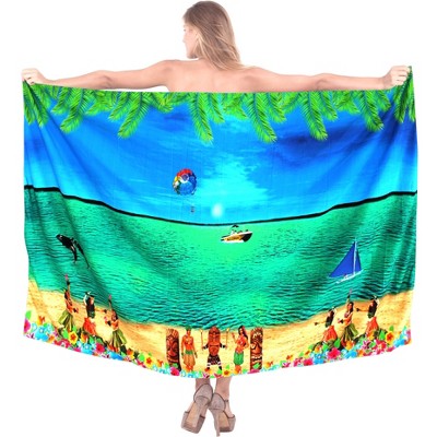 LA LEELA Women's Beachwear Summer Beach Bikini Wraps Sarong Coverups Wrap Skirt Swimsuit Swimwear Swim Cover Up for Women One Size Blue,Fish