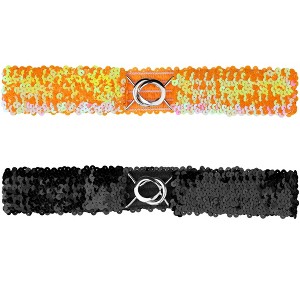 Allegra K Women's Halloween Skinny Stretchy Waist Belts Sequins Decor Slim Elastic Belts 2 Pcs - 1 of 4