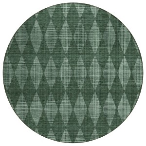 Olive Green And Charcoal Geometric Washable Indoor Outdoor Area Rug - 1 of 4