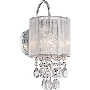 Possini Euro Design Silver Line Modern Wall Light Sconce Chrome 6" Crystal Glass for Bedroom Bathroom Vanity Reading Living Room Hallway House Home - 1 of 4