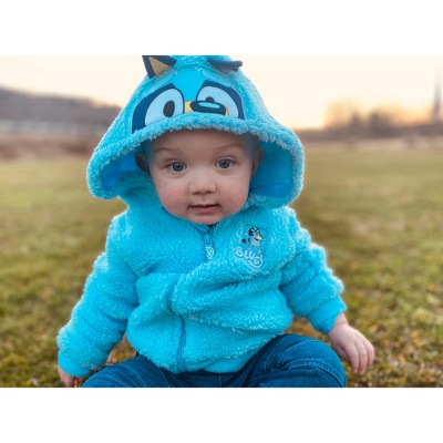 Blue Cozy Faux Shearling Zip Up Cosplay Hoodie for Toddlers
