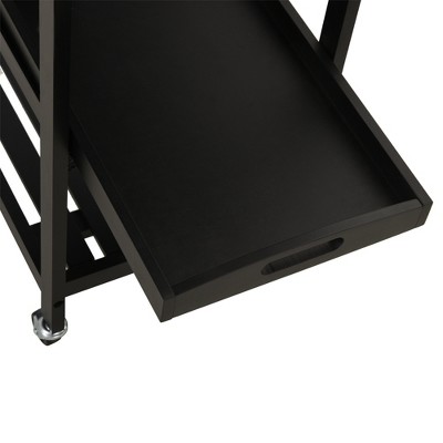 Stainless Steel Industrial Kitchen Cart with Wine Rack and Storage