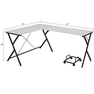Vynxaria Black Finish Computer Desk Modern L-Shaped Workstation for Home Office Study Small Spaces - 1 of 4
