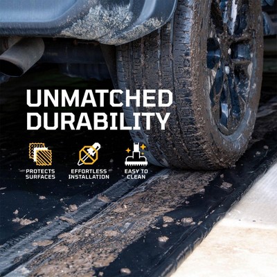 Black PVC Garage Containment Mat with Squeegee, 7.9' x 16'