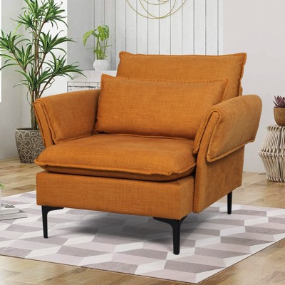 Modern Fabric Accent Armchair Upholstered Single Sofa with Metal Legs – Perfect for Home & Office