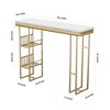 55.1" Modern White Kitchen Bar Height Dining Table Wood Breakfast Pub Table With Gold Base & 2 Shelves, Easy To Assemble, For Kitchen Living Room - 2 of 4
