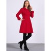 Allegra K Women's Winter Vintage Collared A-Line Double Breasted Long Swing Overcoat - 3 of 4