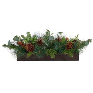 Nearly Natural 30-in Evergreen Pine and Pine Cone Artificial Christmas Centerpiece Arrangement - 1 of 4