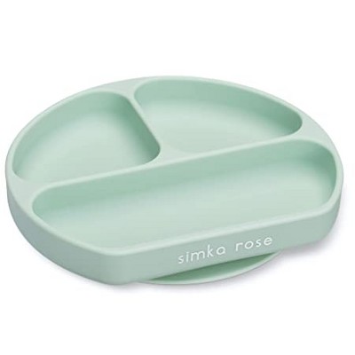 Image of Simka Rose Silicone Suction Plate for Baby and Toddler, Sage
