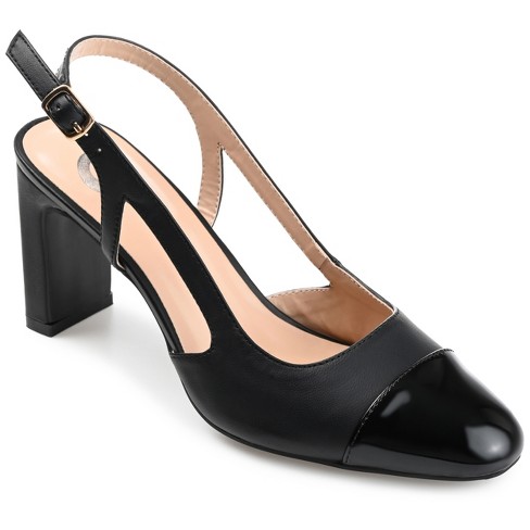 Journee Collection Womens Reignn Sling Back Mid Block Heel Almond Toe Pumps,  Black 9 : Target