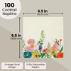 Blue Panda 100 Pack Vintage Style Floral Paper Napkins, 2-Ply, 6.5x6.5”, Napkins for Bridal Shower, Tea Party, & Wedding - 4 of 4