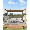 10x10ft Outdoor Aluminum Pergola Retractable UPF50+ Canopy, Wood Grain Frame, Khaki Curtain, Tool-Free Assembly - 4 of 4