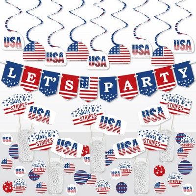 Big Dot of Happiness Stars & Stripes - Patriotic Party Supplies Decoration Kit - Decor Galore Party Pack - 51 Pieces