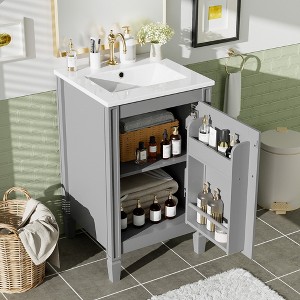 TIRAMISUBEST 20" Bathroom Vanity with Ceramic Sink, Bathroom Vanity Cabinet with Soft Close Door, Adjustable U-Shaped Shelf, Door Storage Rack - 1 of 4