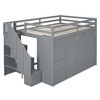 NicBex Full Size Loft Bed Wooden Bed Frame with Wardrobes, Drawers, Lockers, Storage Stairs and Full Length Guardrail, No Box Spring Required - 3 of 4