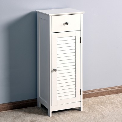 Bathroom Floor Cabinet Storage Organizer Freestanding Side Table Storage Unit With 1 Drawer And 1 Door Wooden For Living Room, Laundry Room