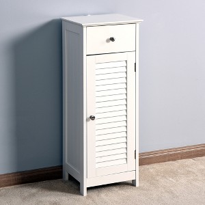 Bathroom Floor Cabinet Storage Organizer Freestanding Side Table Storage Unit With 1 Drawer And 1 Door Wooden For Living Room, Laundry Room - 1 of 4