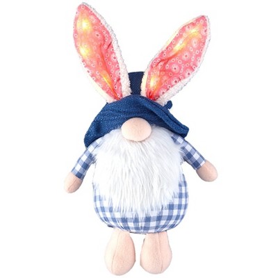 The Lakeside Collection Blue and White Plaid Easter Collection - Norman the Gnome