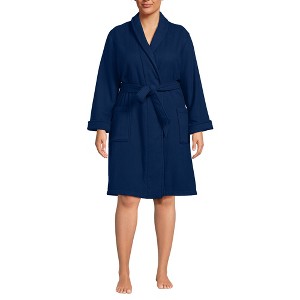 Lands' End Women's Cotton Terry Knee Length Spa Bath Robe - 1 of 3