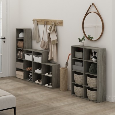 Gray 4-Tier Composite Wood Open Bookcase
