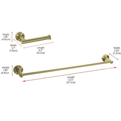 Brushed Gold Stainless Steel 2-Piece Bathroom Hardware Set