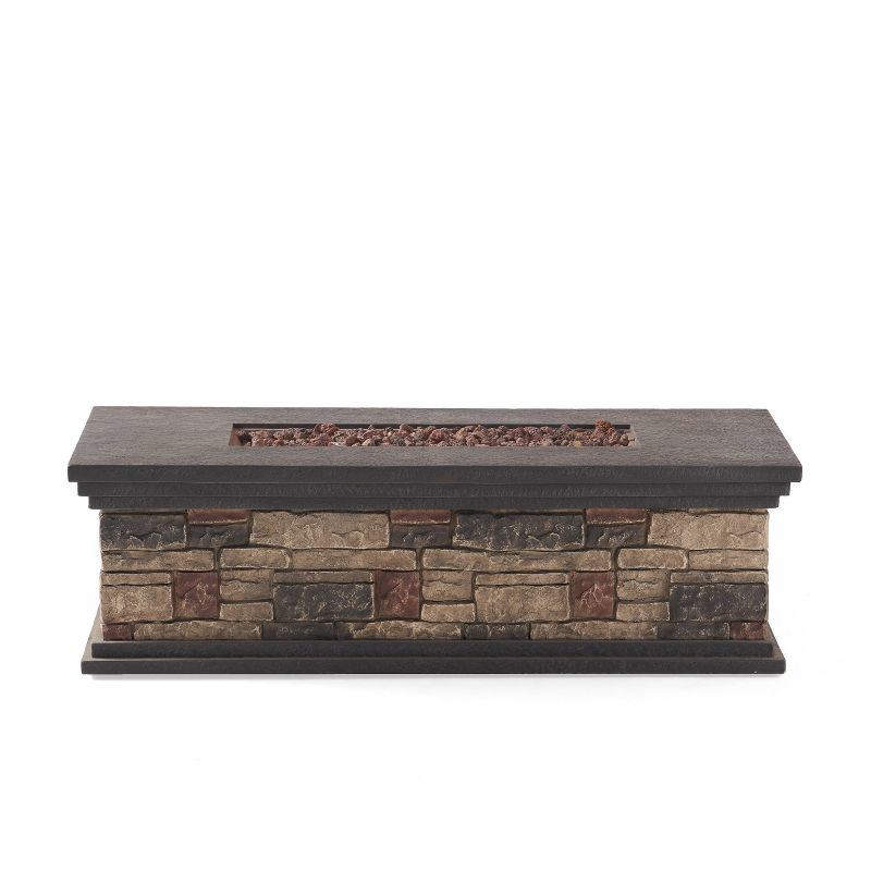 Chesney Outdoor 50000 BTU Light Weight Concrete Rectangular Fire Pit Stone - Christopher Knight Home, 1 of 11