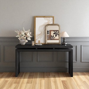 Mshliw Farmhouse Console Table with Double Board Suspension Design, 60" Wooden Entryway and Sofa Table with Storage, for Living Room or Bedroom - 1 of 4