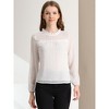 Allegra K Women's Swiss Dots Textured Ruffle Neck Long Sleeve Blouse - 3 of 4