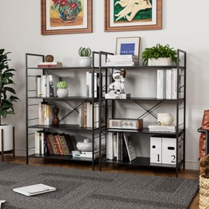 4 Tier Bookshelf, Large Bookcase with Steel Frame, Industrial Book Shelves for Home Office, Living Room, Rustic Book Shelf Organization and Storage - 1 of 4