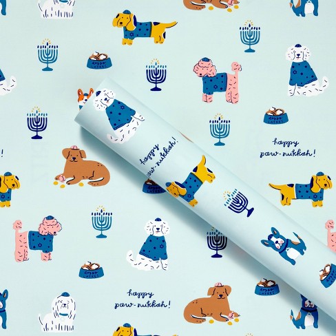 50 sq ft 'Happy Pawnukkah' Hanukkah Gift Wrap - Spritz™ - image 1 of 3