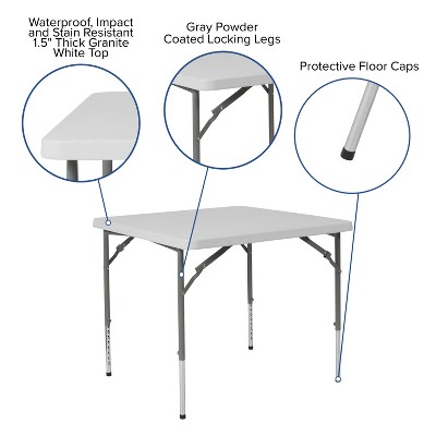Adjustable Square White Plastic Folding Dining Table