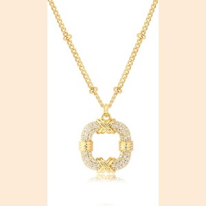 14K Gold Plated CZ Pendant Necklace - Dainty Everyday Jewelry for Women, Elegant Gift - 1 of 4
