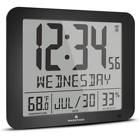 Slim Jumbo Atomic Wall Clock with Indoor Temperature & Humidity