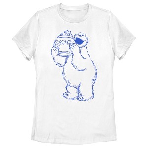 Women's Sesame Street Cookie Monster Sketch T-Shirt - 1 of 4