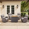 Buenhomino 5 Pieces Patio Wicker Furniture Set - 4 Outdoor Swivel Rocker Glider Chairs with Propane Fire Pit Table, Warm Patio Conversation Set - 2 of 4