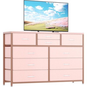 Dresser for Bedroom TV Stand for 55” TV, Entertainment Center with 10 Drawers, Storage Organizer Unit for Living Room, Closet, Entryway, Hallway - 1 of 4