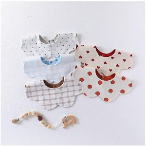 MyKids-Usa Adorable Simple Pattern Cotton Snap-on Flowers Shaped Bib - 1 of 2