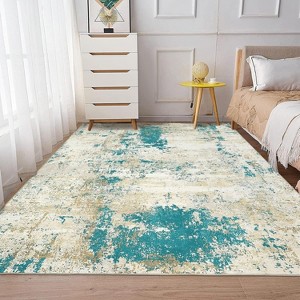 Modern Abstract Rug,  Area Rug, Washable Rug Soft Colorful Rug Modern Living Room Rug Non Slip Low Pile Indoor Floor Carpet - 1 of 4