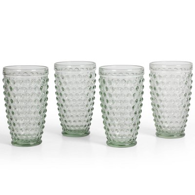Martha Stewart Chauncey 4pk 14.3oz Hobnail Handmade Glass Tumblers