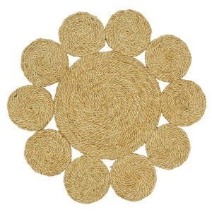 Saro Lifestyle Round Table Mats with Jute Design (Set of 4), Beige - 1 of 4