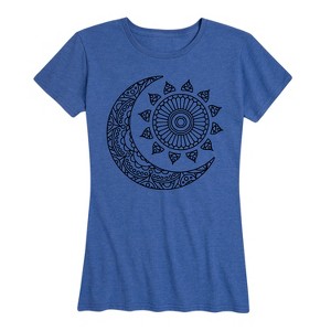 Women's - Instant Message - Mandala Sun Moon Short Sleeve Graphic T-Shirt - 1 of 4