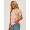 INSPIRE CHIC Women's Ruffled Short Sleeve Floral Mock Neck Summer Top - 2 of 4