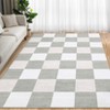 Washable Modern Checkered Plaid Rug Non Slip Low Pile Rug Soft Geometric Throw Floor Cover Foldable Indoor Carpet for Living Room Bedroom Playroom - 3 of 4