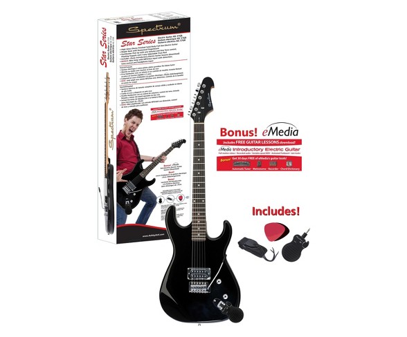 Spectrum Star Series Solid Body Full Size High Gloss Electric Guitar - Black (AIL 57GB)