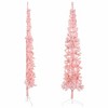 vidaXL 8 ft Slim Artificial Half Christmas Tree with Stand, Space-Saving Wall-Hanger Design, Life-Like PVC Material, Easy-Assembly, Unique Pink Hue - 4 of 4