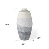 HomeRoots 17" Cream And Gray Geometric Ceramic Table Vase - 3 of 4