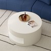 CENGHU 31.5" Round Coffee Table with Vertical Stripe Design, Modern Center Table with Storage, Side Table for Living Room, Dining  Room, White - 2 of 4