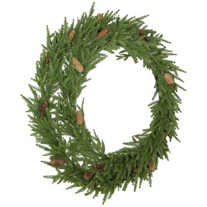 Aghana Digitals 36 Inch Indoor Christmas Wreath with 224 Norfolk Pine Tips, 19 Pine Cones, - 1 of 4